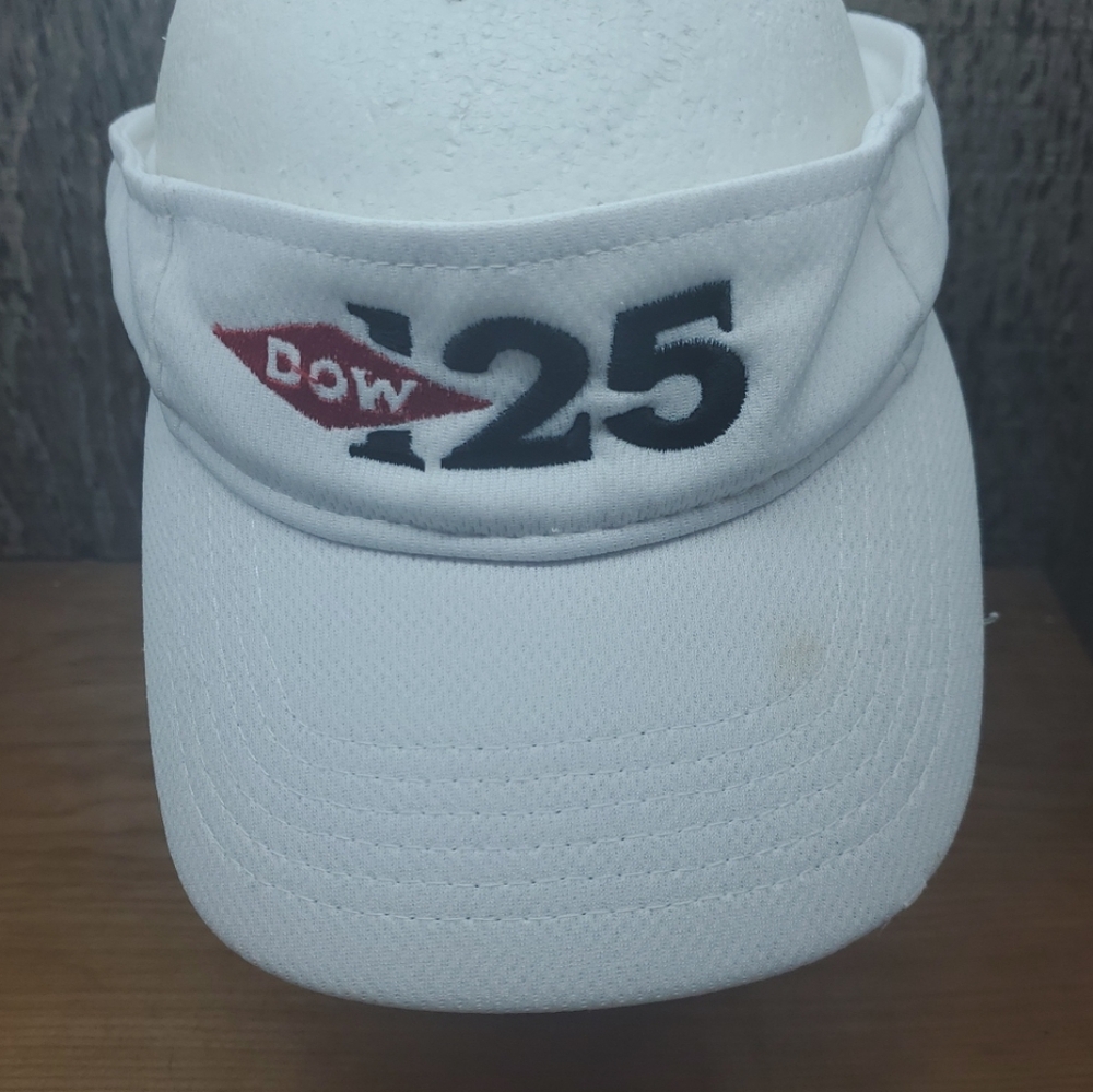 Dow 125 White Visor Hat Adjustable Strapback  One Size Embroidered Unisex